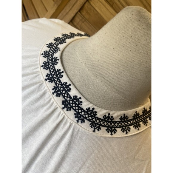 Old Navy Embroidered-Neck Jersey Top Size S Cream Colored - Picture 3 of 6